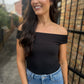 Z Supply Second Skin Off Shoulder Top- Black