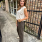 Statuesque Shirred Tank- Cream