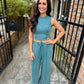 FP Mineral Washed 2 PC Pants Set- Dark Teal