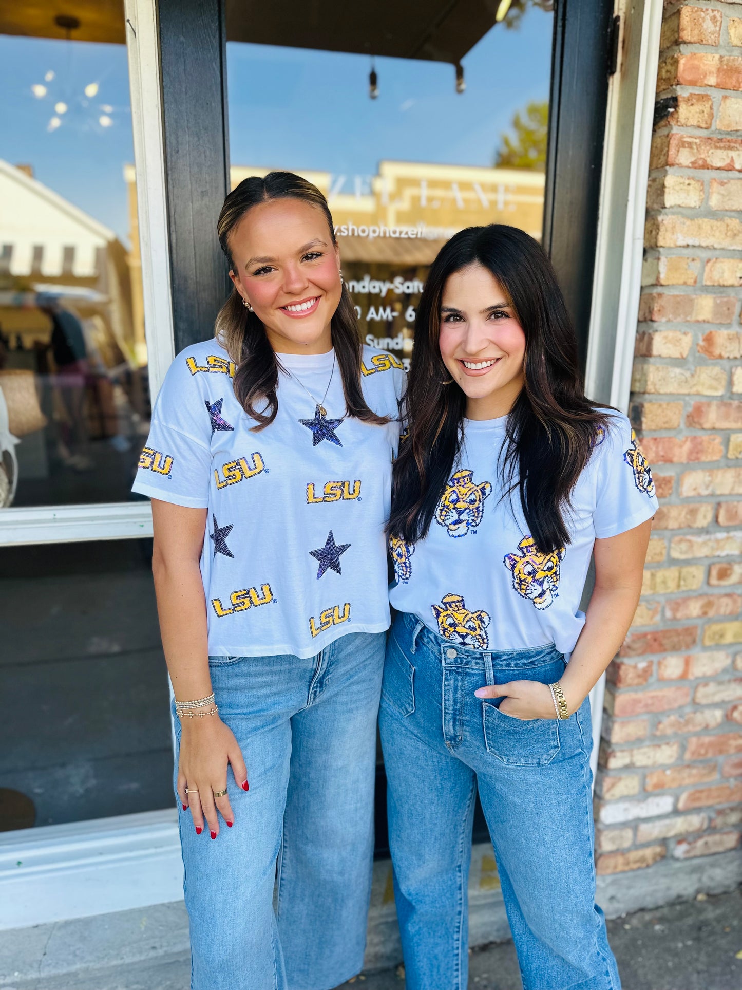 LSU All Over Sequin Boxy Tee- White