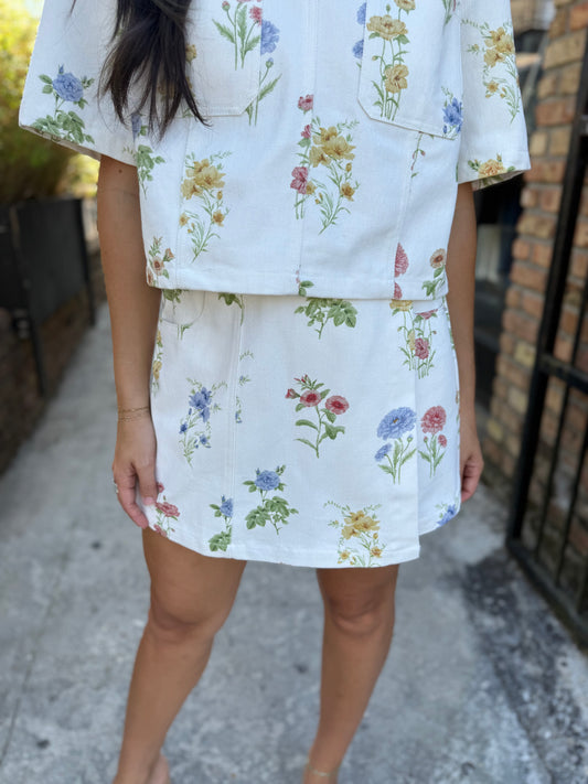 Botanical Skort- Ecru