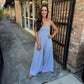 Garden Sun Smocked Jumpsuit- Blue