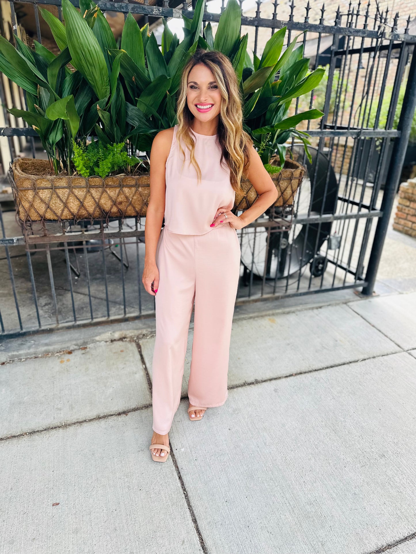 Fast Lane Wide Leg Pants- Blush