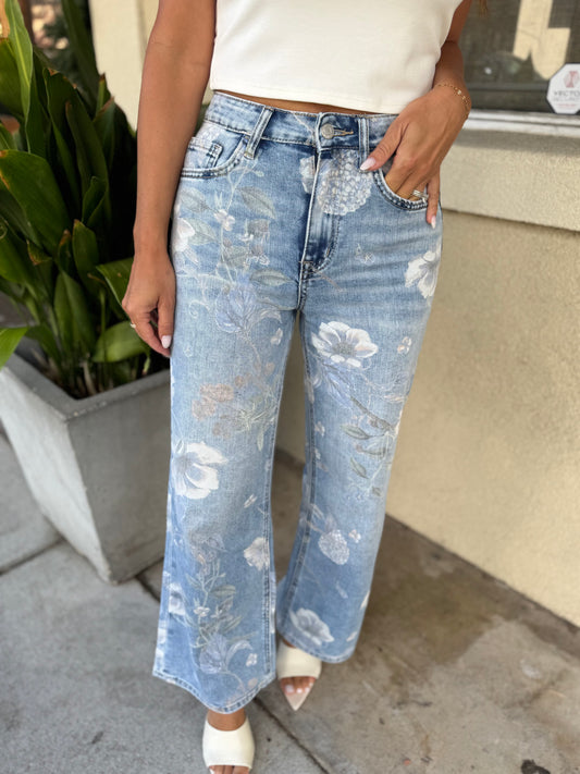 Cheryl (Floral) HR Vintage Flare Jeans