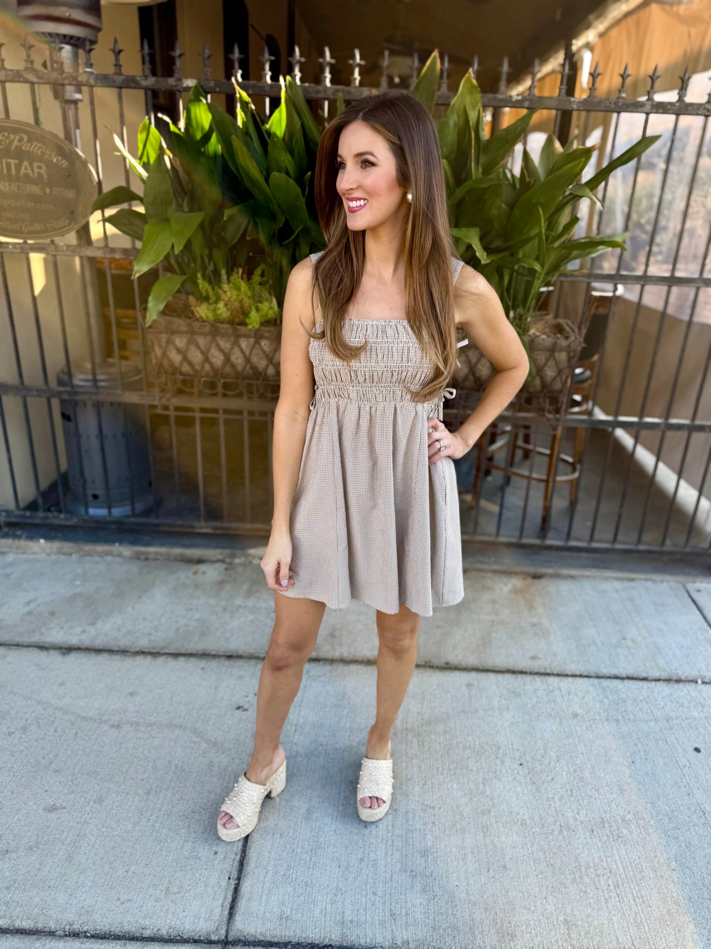 Eastern Plaid Smocked Mini Dress