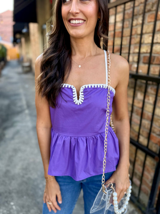Monica Peplum Top- Purple