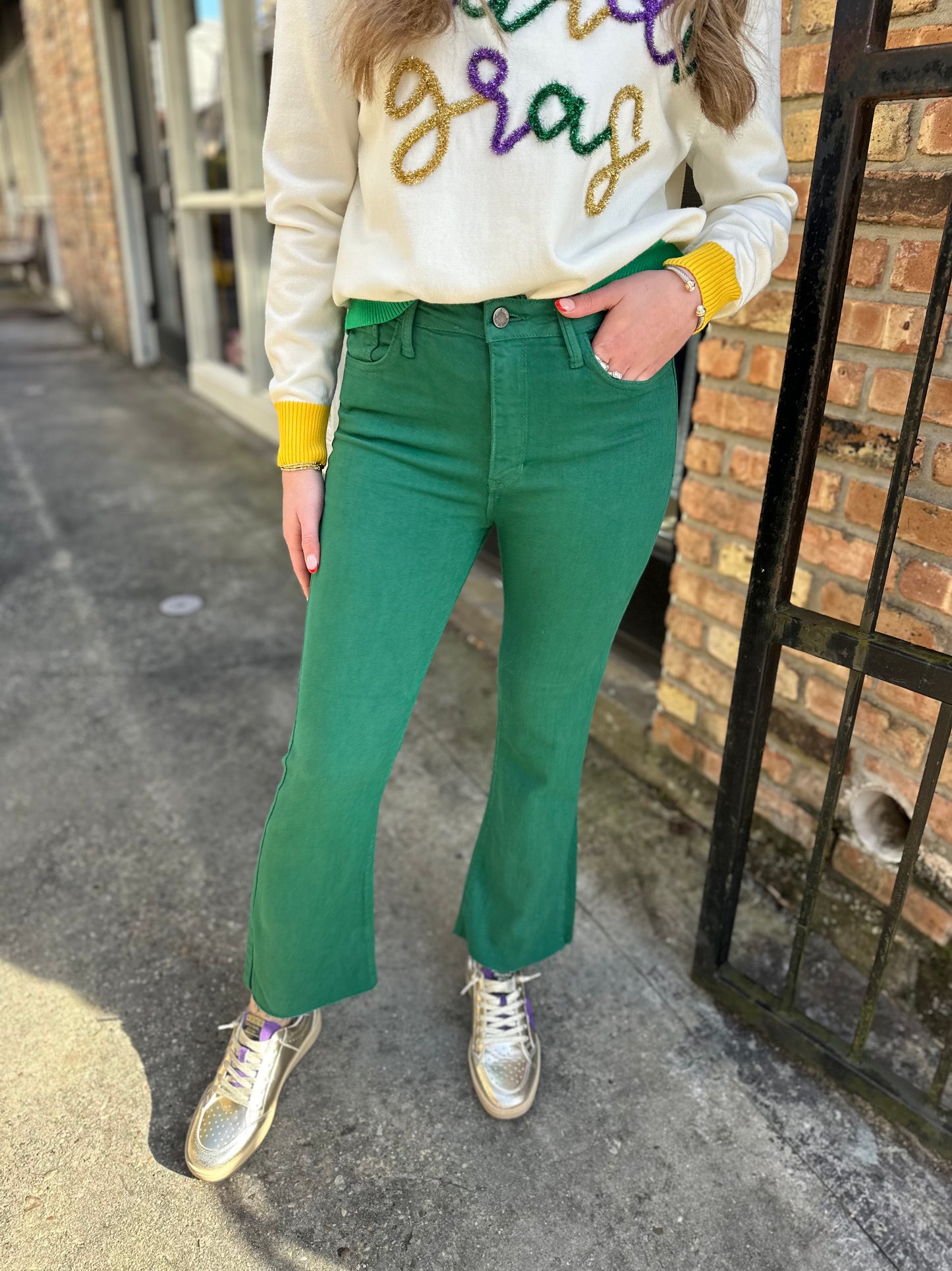 Carrollton HR Cropped Flare- Green