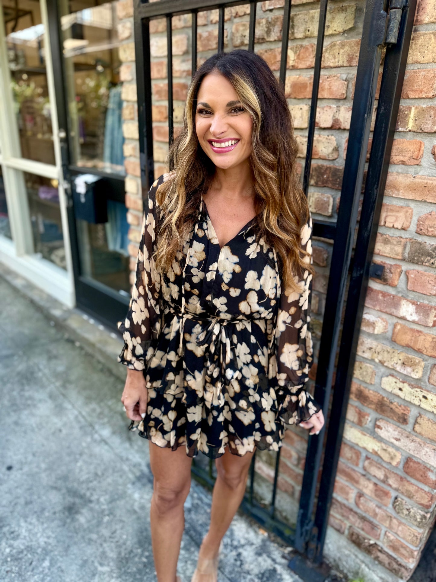 Santino Mini Dress- Black/Beige