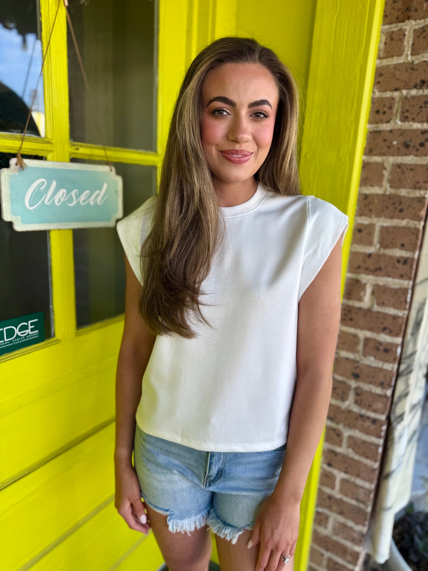 Campo Cap Sleeve Top- Off White