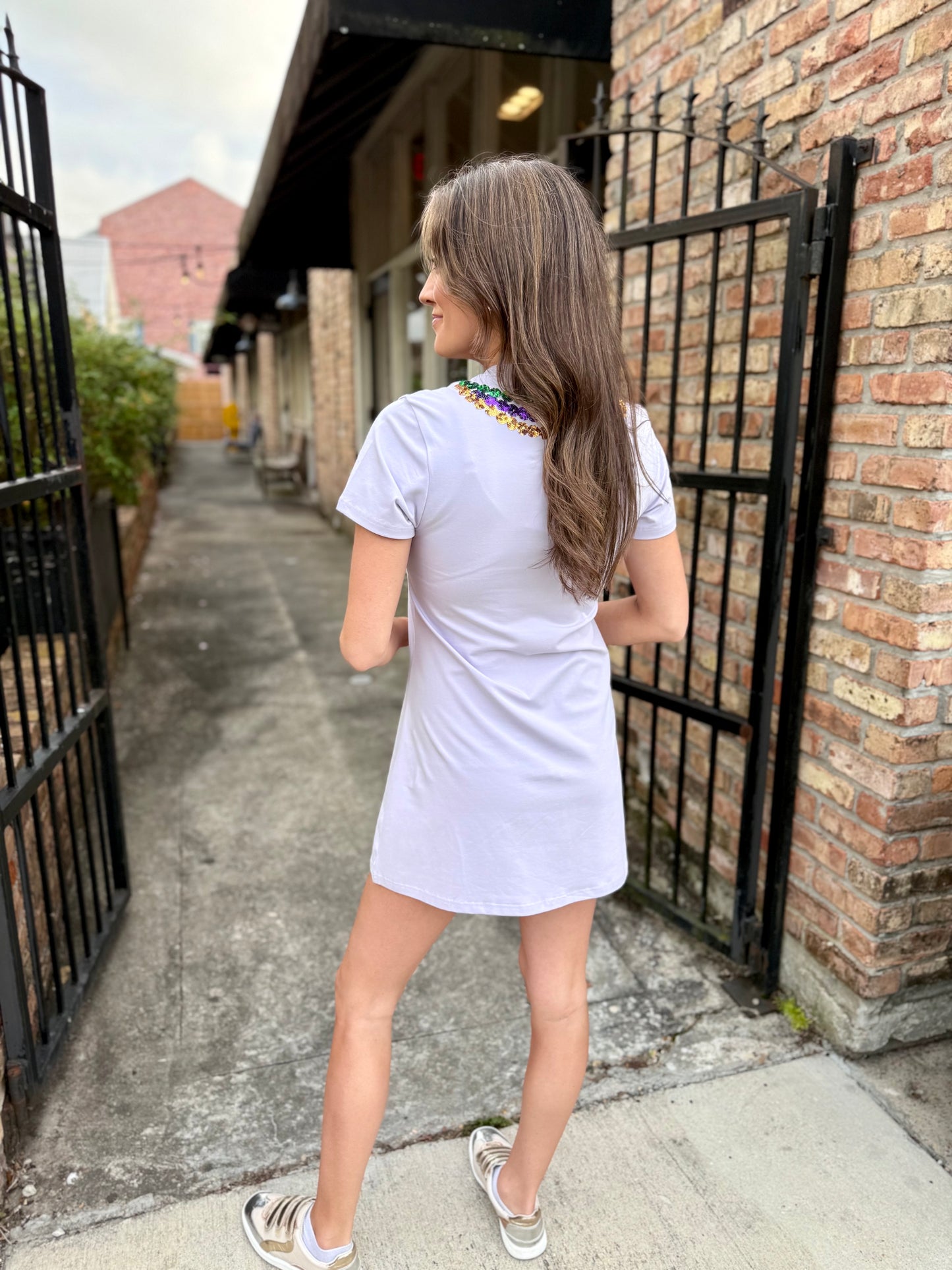 Mardi Gras Bead Dress- Lavender