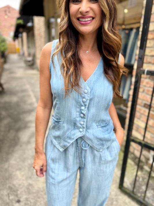 Wendy Denim Vest- Blue