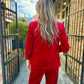 Ashley Velvet Blazer-Red