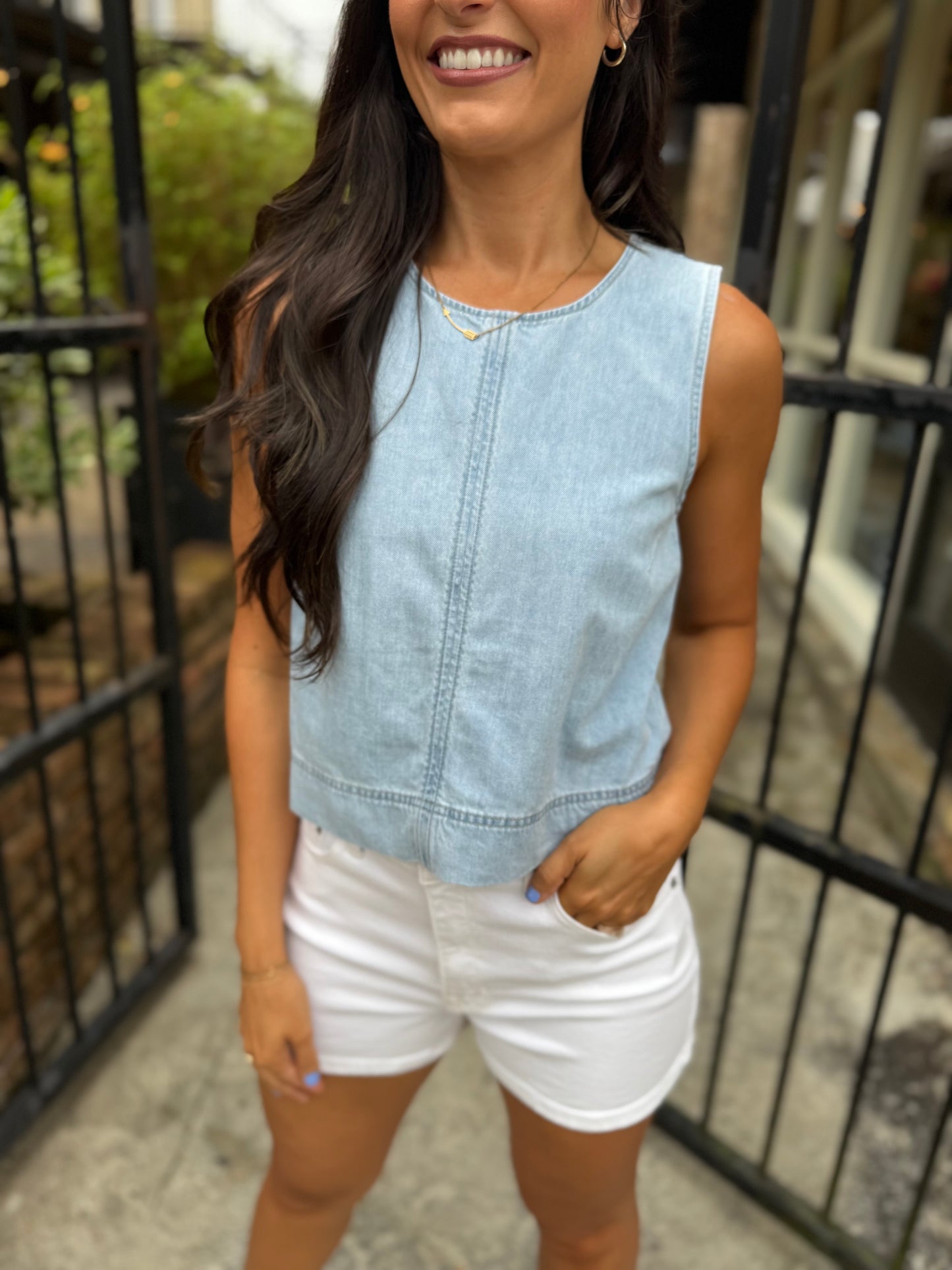 Z Supply Sun Seeker Denim Tank- Coastal Water