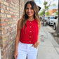 Letlow Textured Top- Red