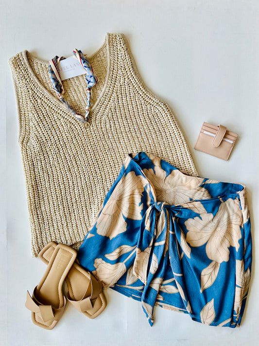 Z Supply Lorna Bloom Mini Skirt- Lake Blue