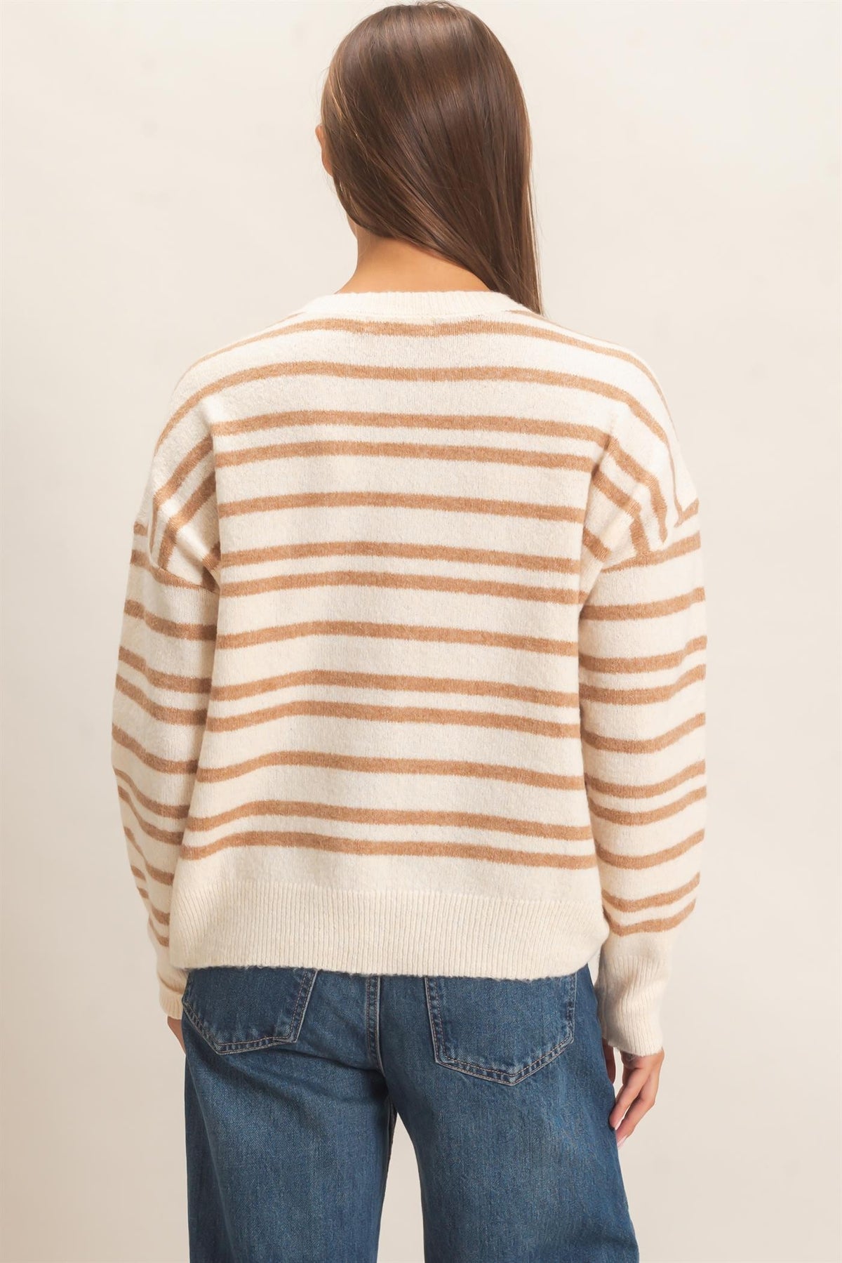 Devin Striped Sweater- Taupe