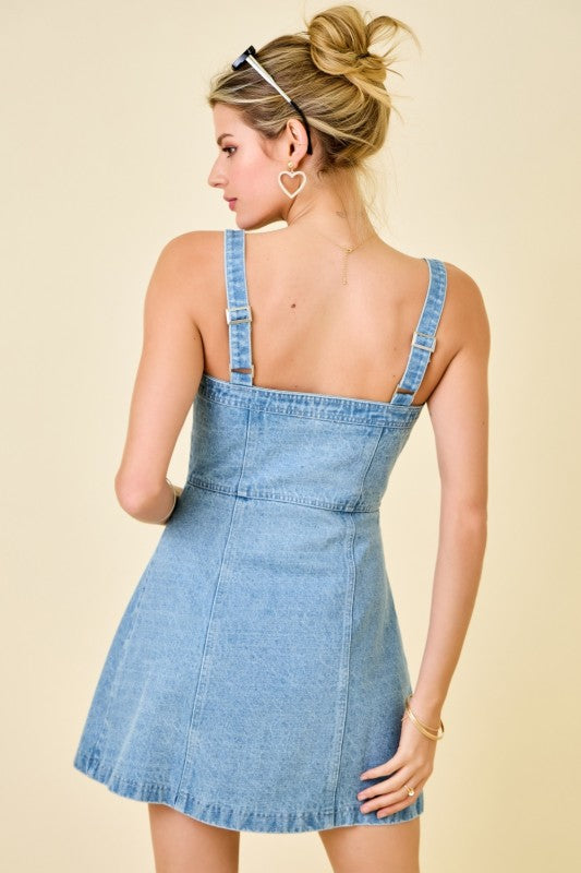Fallon Denim Sweetheart Mini Dress