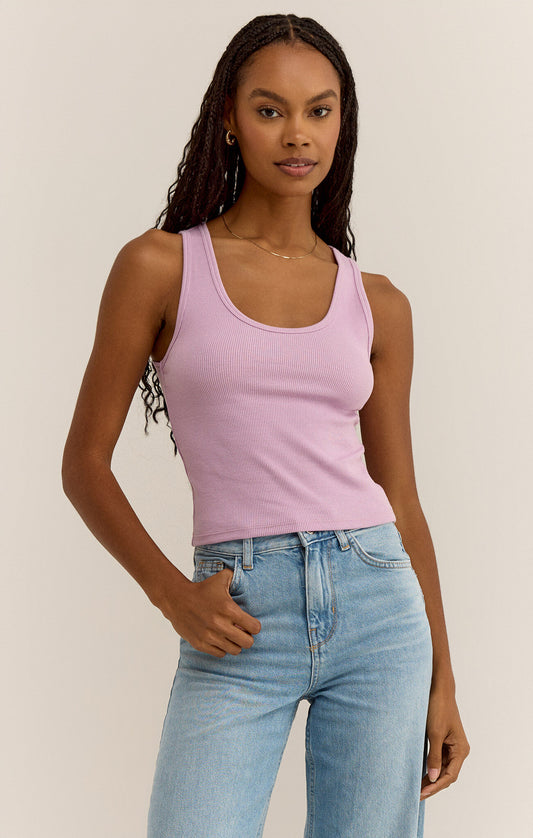 Z Supply Essy Ribbed Tank- Washed Orchid