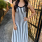 Vertical Stripe Maxi Dress- Black & White