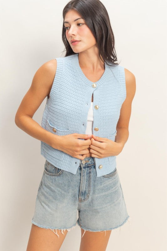 Talon Textured Vest- Ice Blue