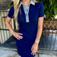 Bianca Collared Mini Dress- Navy Denim