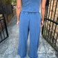 FP Mineral Washed 2 PC Pants Set- Navy