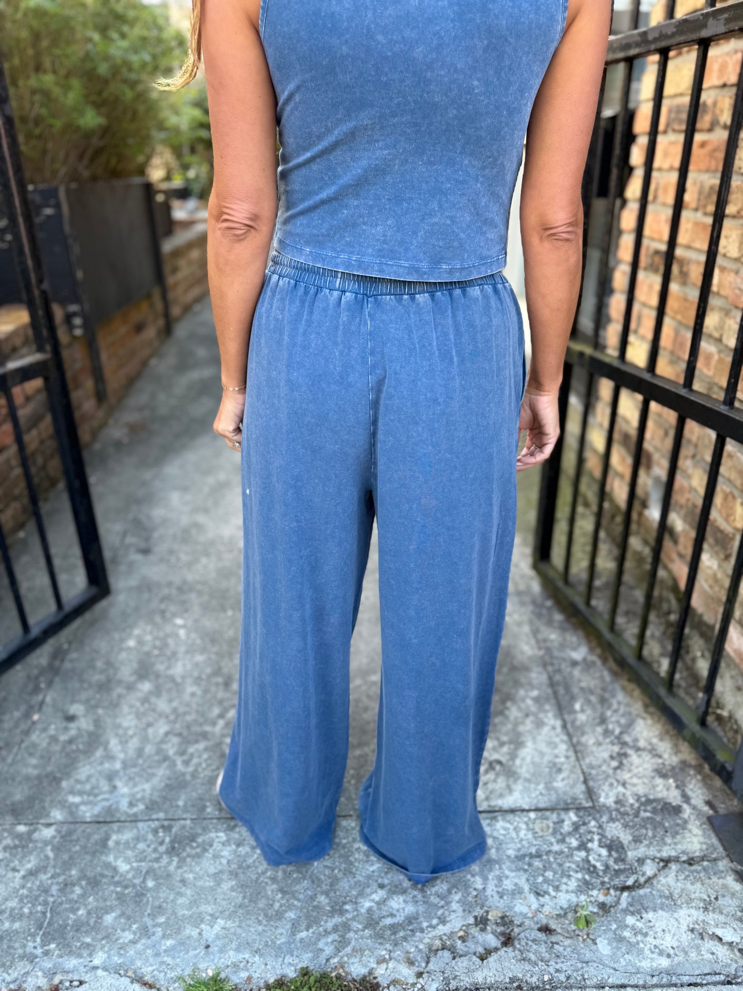 FP Mineral Washed 2 PC Pants Set- Navy