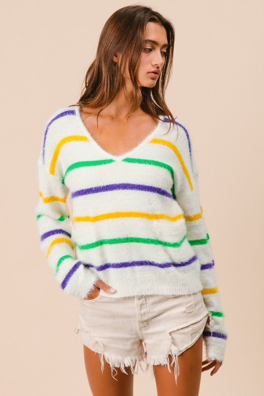 Hardy MG Stripe V-Neck Sweater