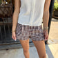 Plaid Pleated Shorts- Chocolate