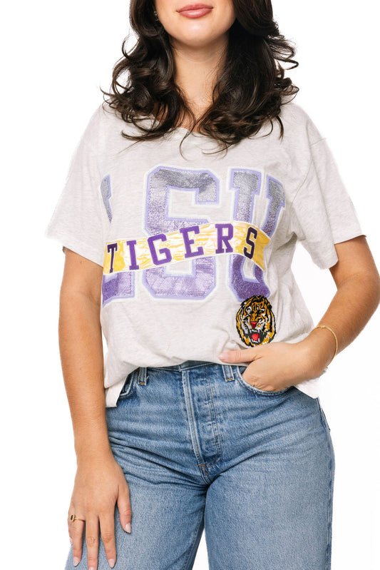 LSU Metallic Banner Tee