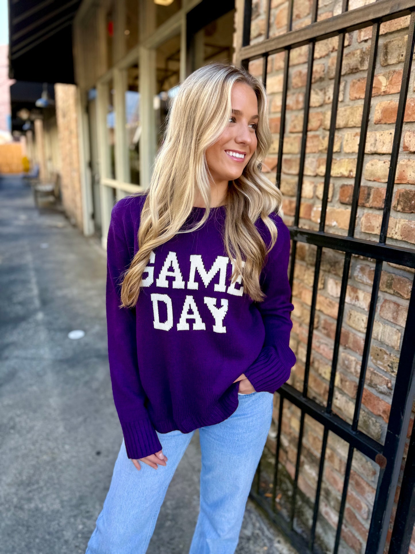 Match Game Day Sweater- Purple