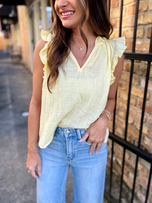 Emilie Ruffle Sleeve Blouse- Butter