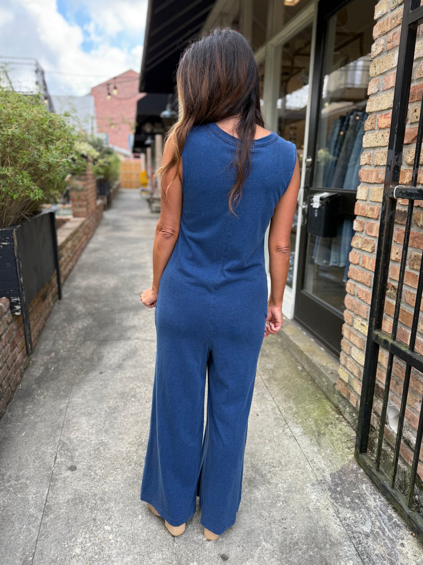 Z Supply Fiona Jersey Denim Jumpsuit