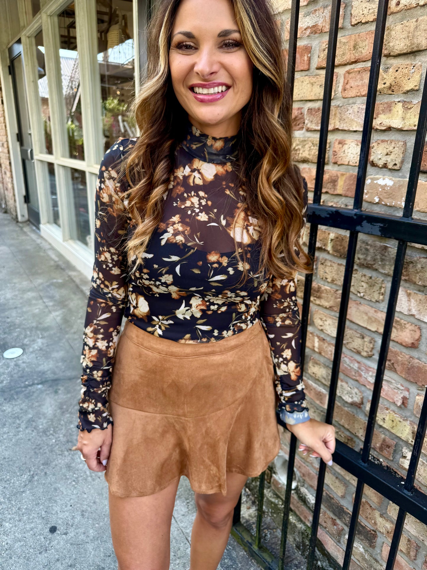 Moonlit Meadow Top- Black Floral