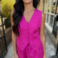 Roy Linen Halter Vest- Fuchsia