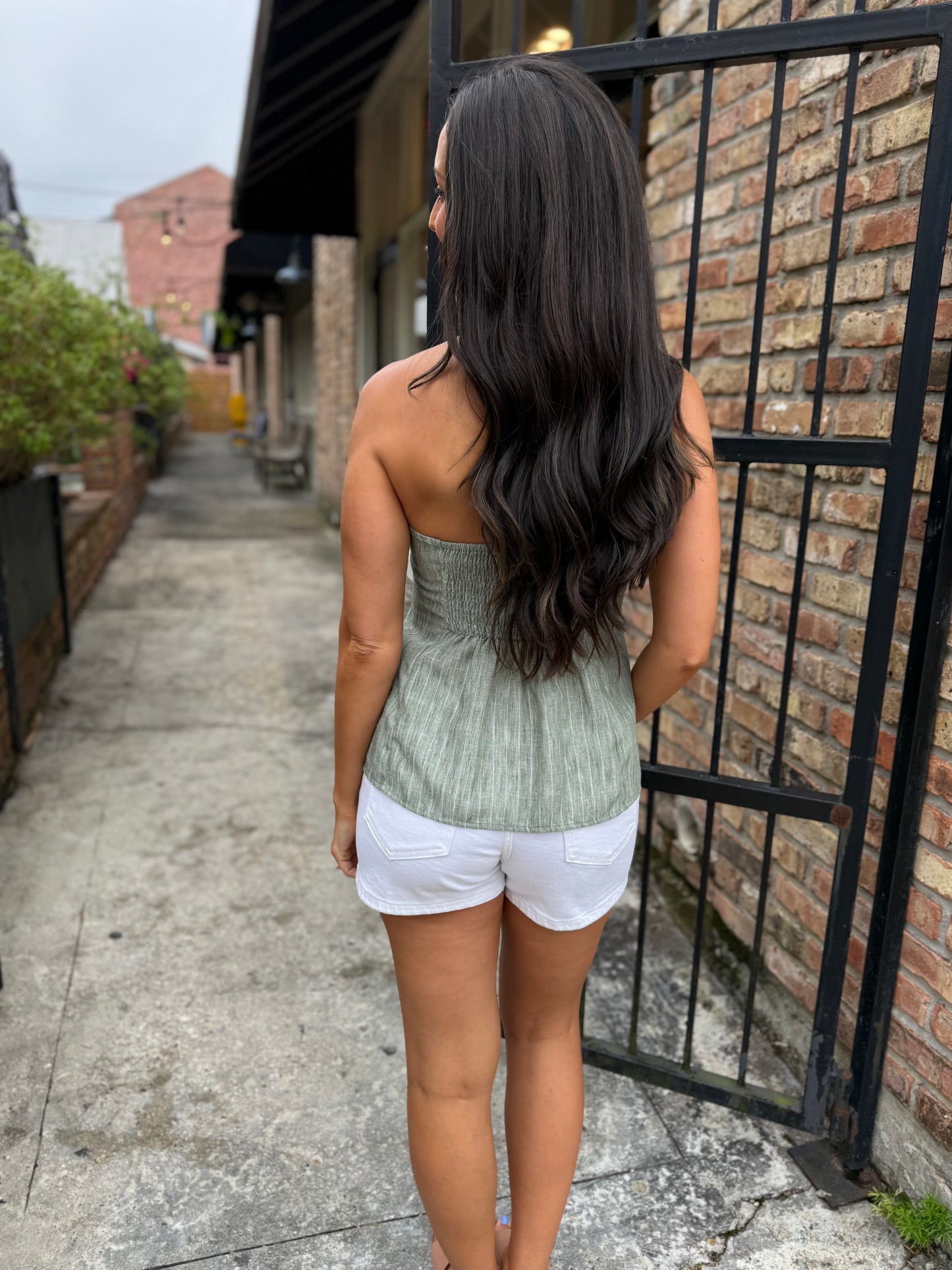 Waves Tube Top- Sage Green