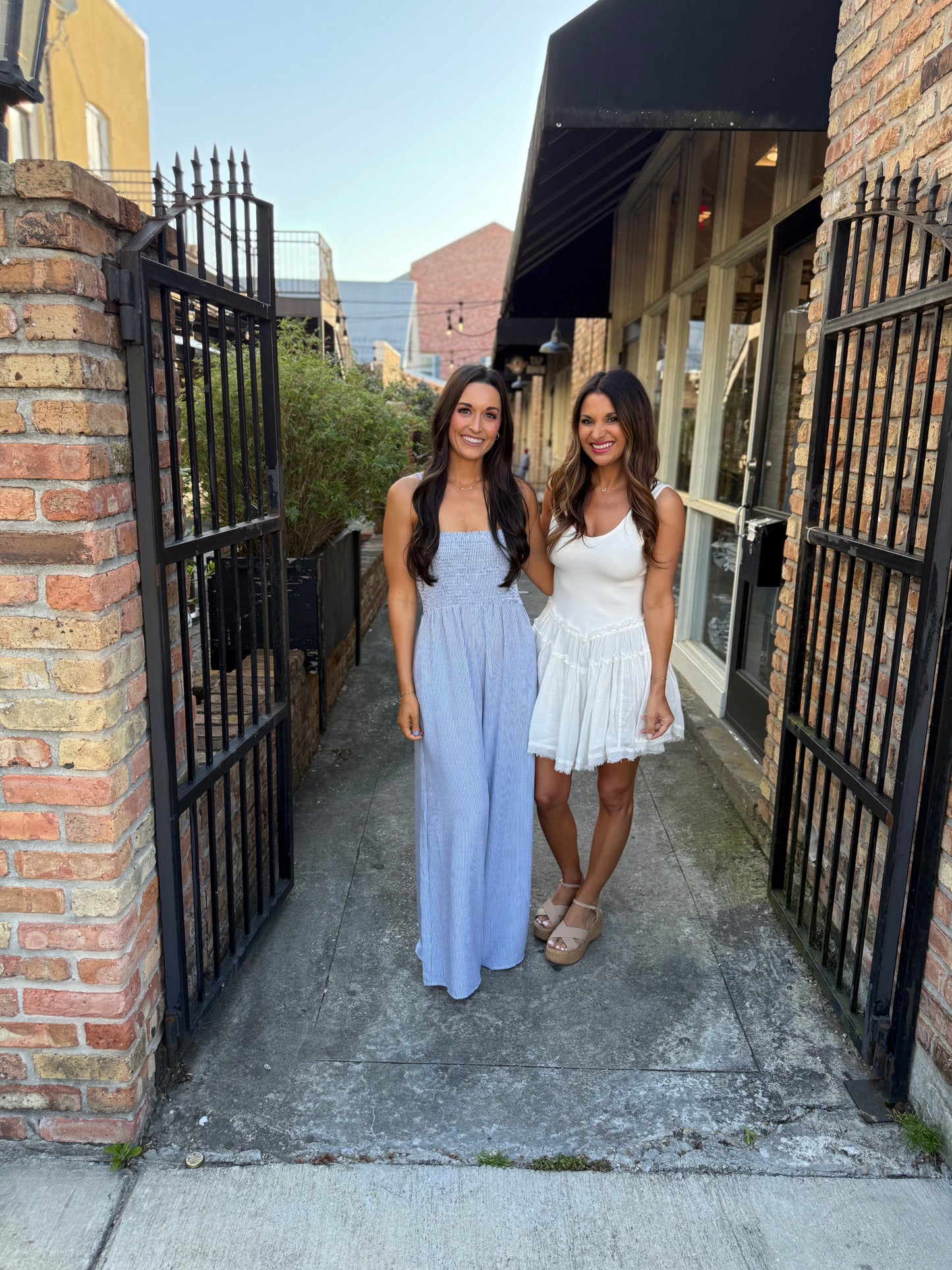 Garden Sun Smocked Jumpsuit- Blue