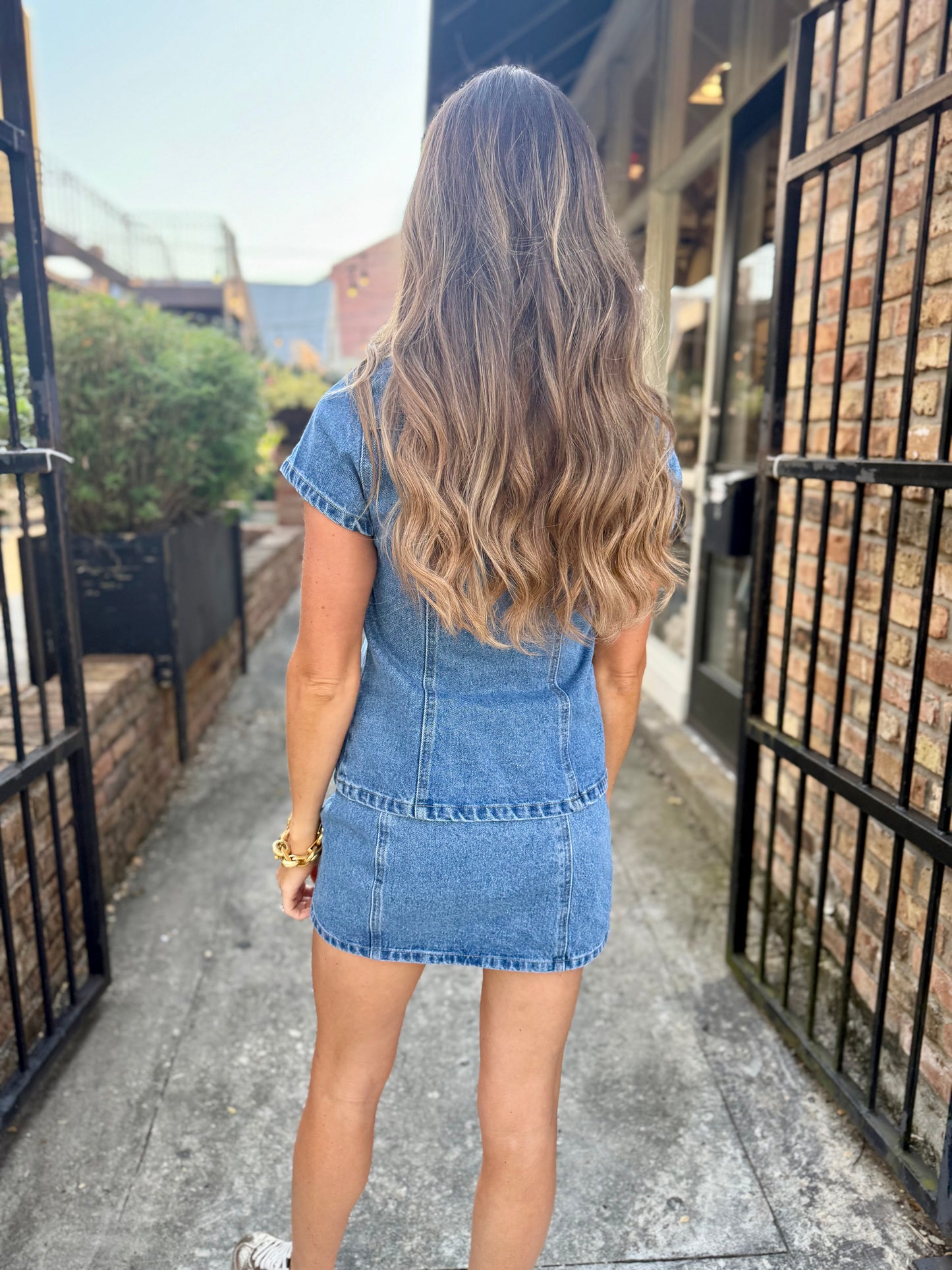 Cody Denim Button Top- Blue