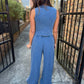 FP Mineral Washed 2 PC Pants Set- Navy
