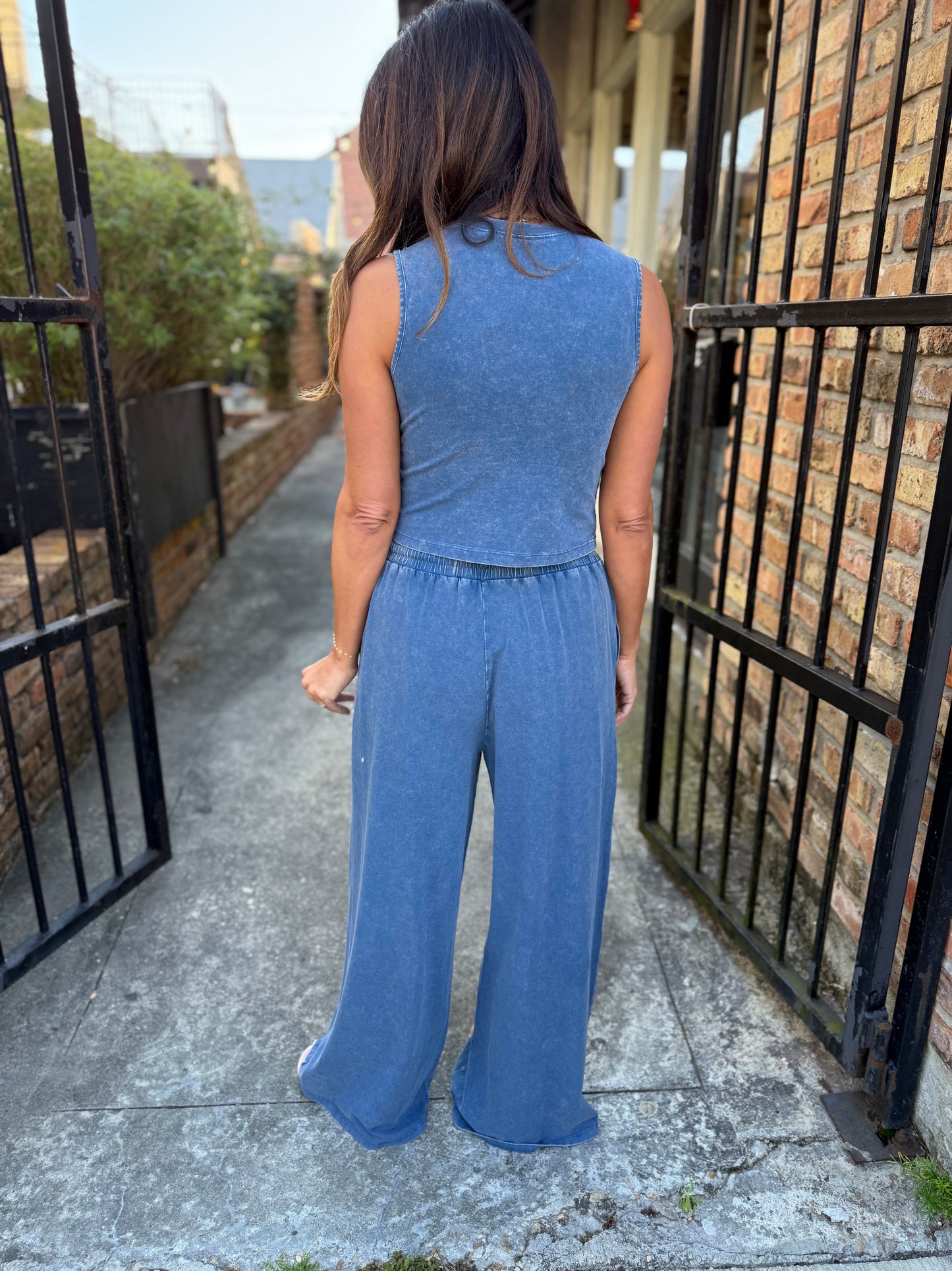 FP Mineral Washed 2 PC Pants Set- Navy