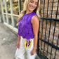 Floral Lace Scalloped Top- Purple