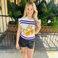 LSU Tiger Striped Short Sleeve Top