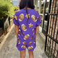 Scattered Football & Stars Shorts- Purple