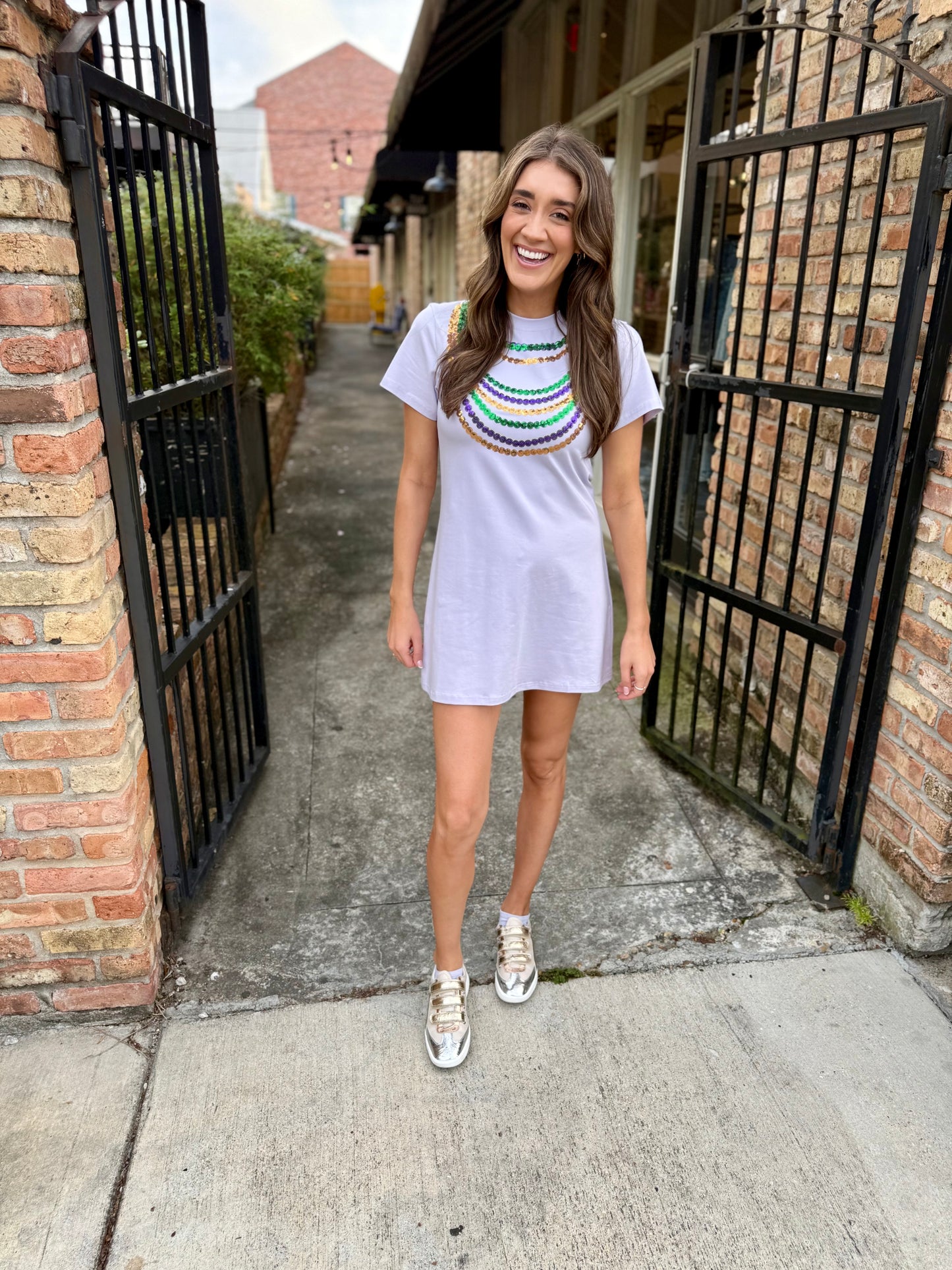 Mardi Gras Bead Dress- Lavender