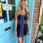 Lina Contrast Mini Dress- Navy/Lt. Blue