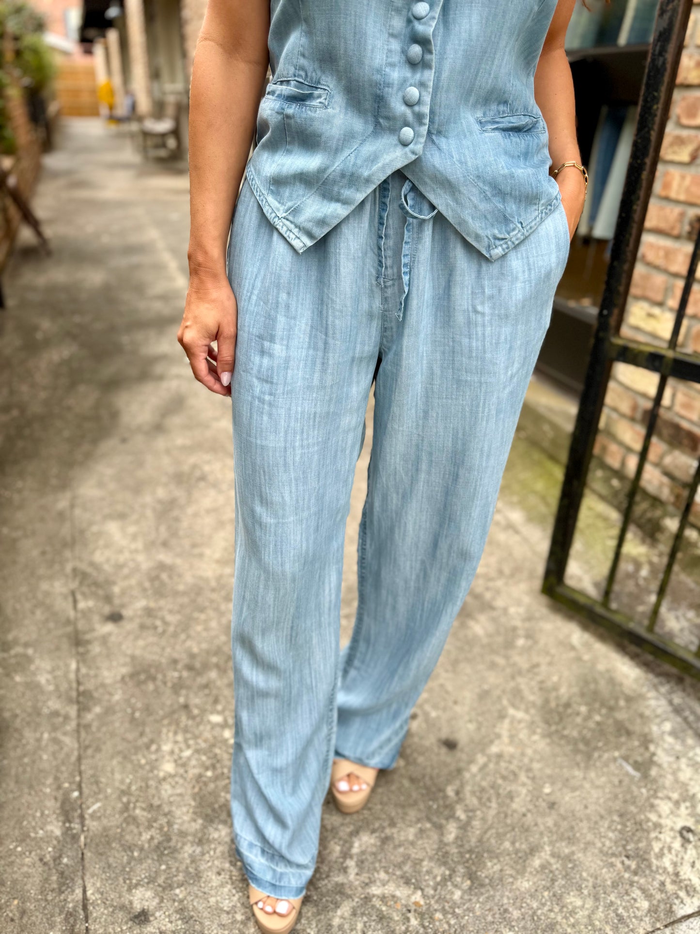 Denim Drawstring Pants