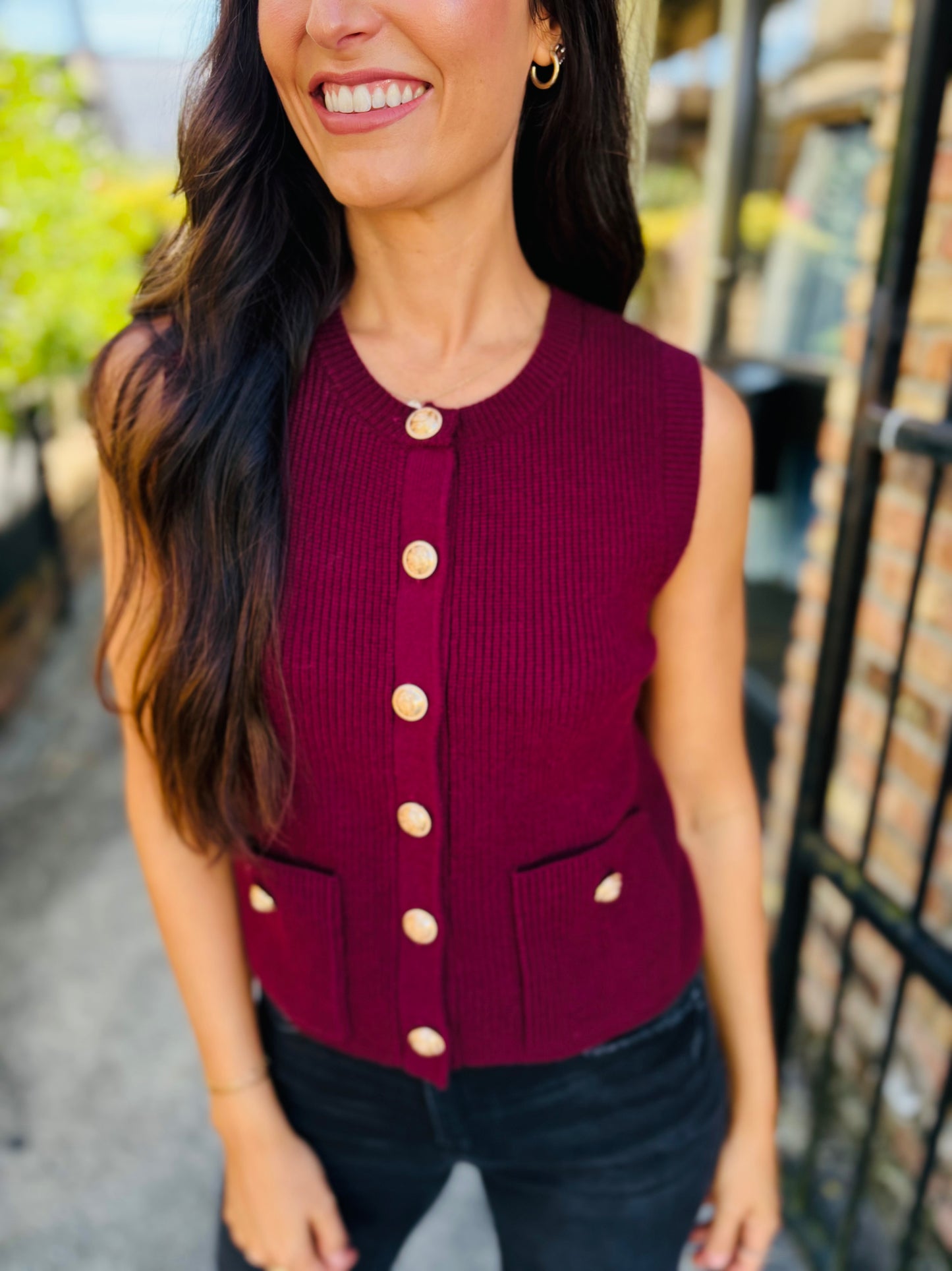 Aliya Sweater Top- Wine