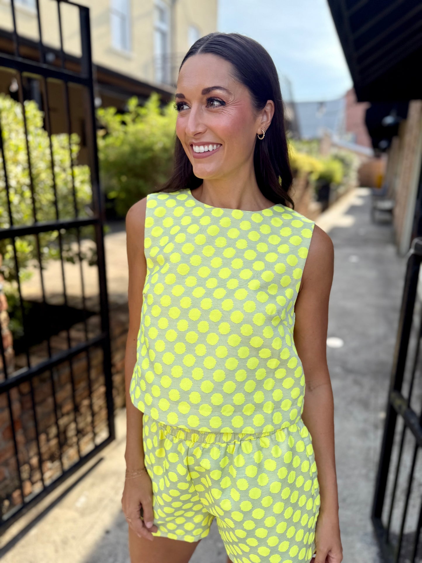 Dotty Polka Dot Top-Lemon