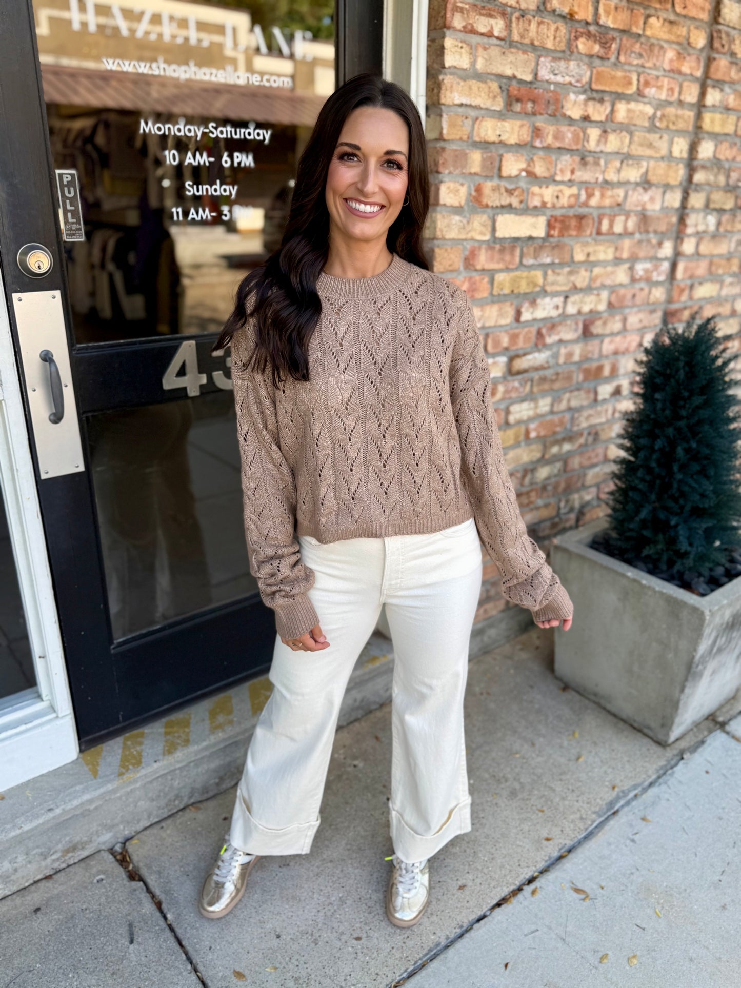 Wisteria Cable Sweater- Taupe