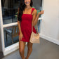 Amanda Mini Romper Dress- Cherry Cola